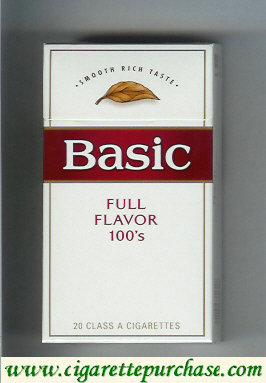 Basic 100s cigarettes Smooth Rich Taste Full Flavor hard box